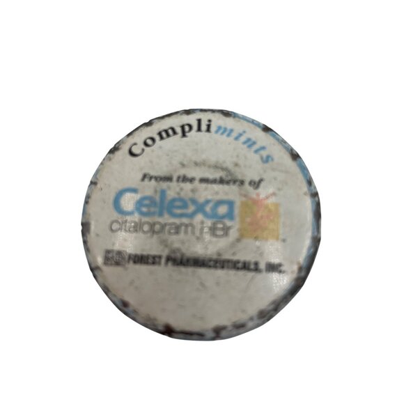Vintage Celexa Complimints Clik Clak Tin Container 12g Advertising Item - Picture 1 of 6